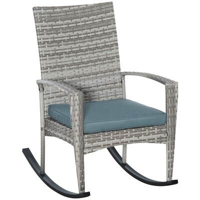Schaukelstuhl Schwingsessel Polyrattan+Metall | Grau Schaukelstuhl Schwingsessel Polyrattan+Metall | Grau