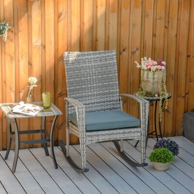 Schaukelstuhl Schwingsessel Polyrattan+Metall | Grau