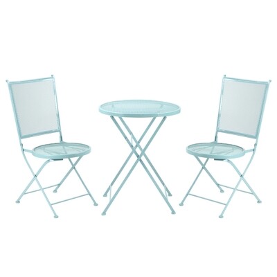 Garten Sitzgruppe 2 Personen | Klappbarer Bistrotisch &amp; Stühle | Blau