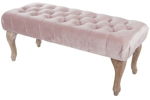 Polsterbank "Pink Senna" – Rosa, Stoff, Holz, Royaler Look, Knopfheftung