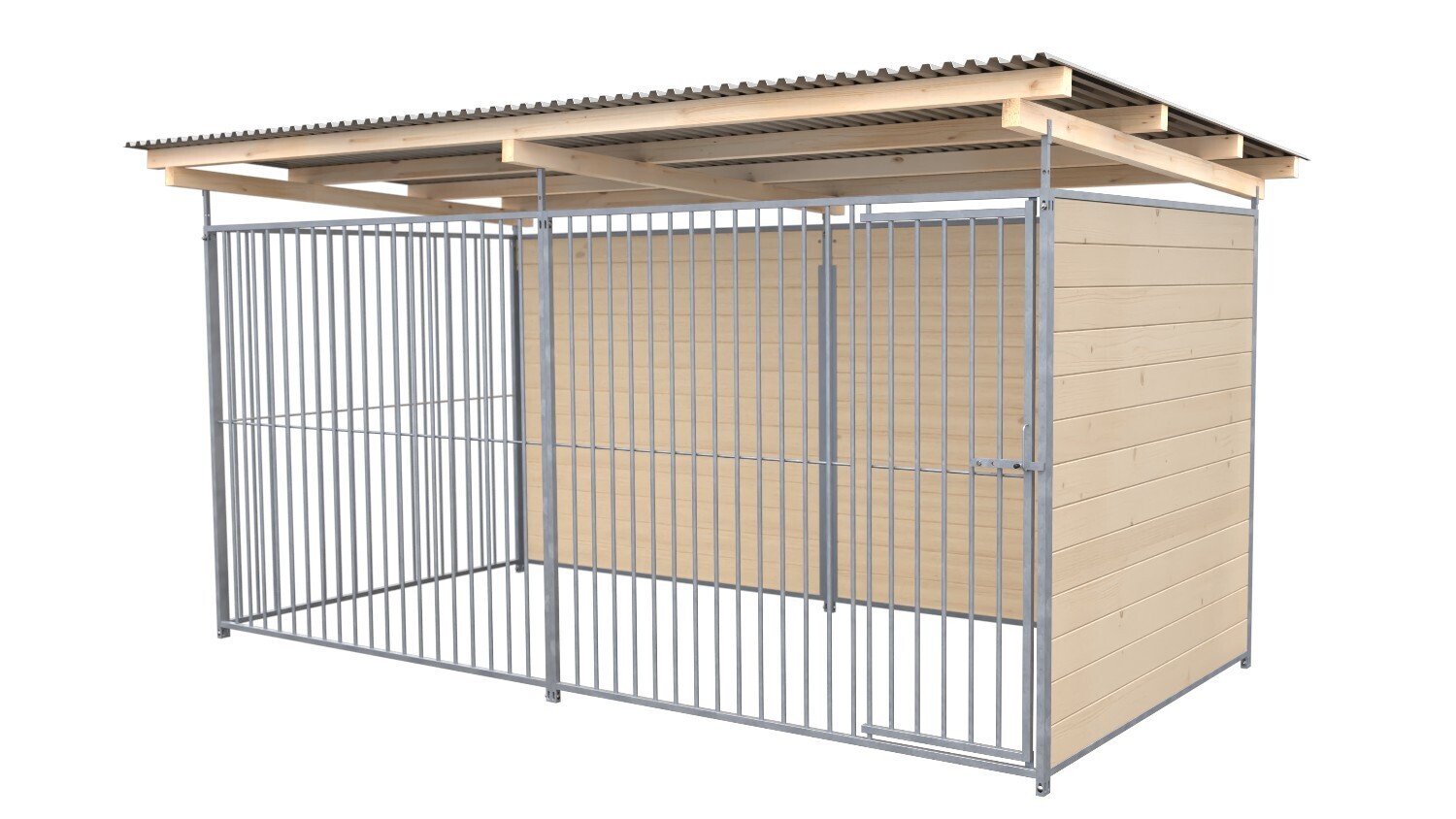 SAUERLAND Hundezwinger 2 x 3 m | 2-seitig geschlossen | naturbelassen | Rohrstab Abstand 8 cm