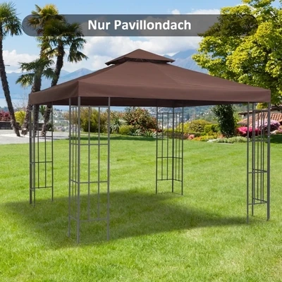 Ersatzdach für Pavillons, mit Winddach, Wasserabführung, robust und langlebig, braun, 3 x 3 m