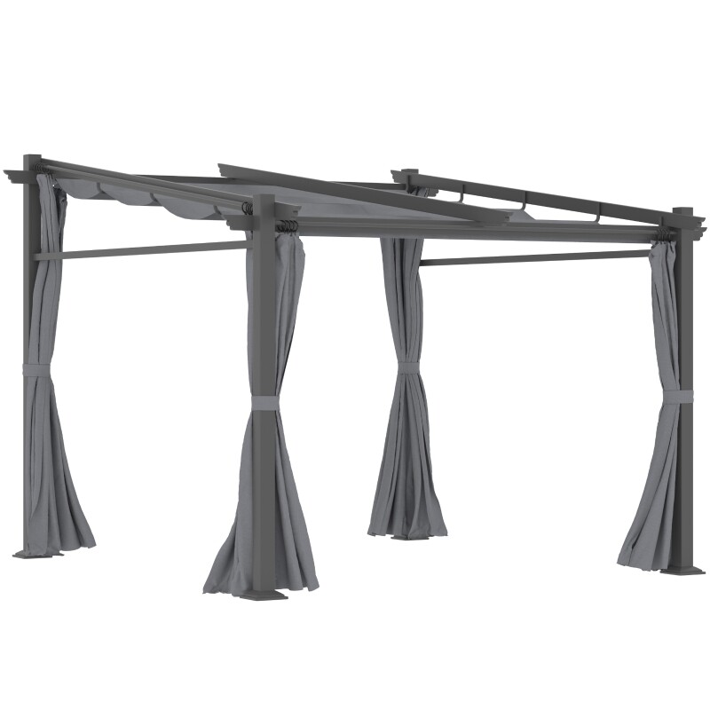 Pergola, Pavillon, ausziehbares Dach, 2.,97 m x 2,95 m x 2,3 m, Dunkelgrau
