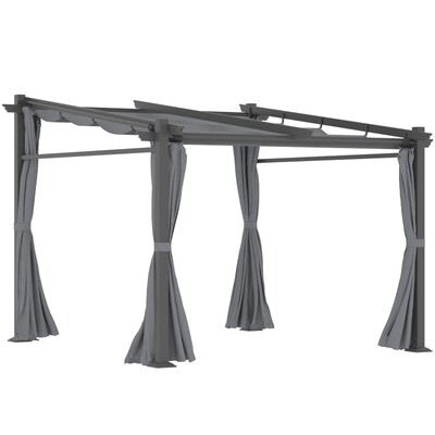 Pergola, Pavillon, ausziehbares Dach, 2.,97 m x 2,95 m x 2,3 m, Dunkelgrau Pergola, Pavillon, ausziehbares Dach, 2.,97 m x 2,95 m x 2,3 m, Dunkelgrau