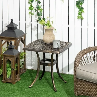 Gartentisch, dekoratives Vintage-Design Bronze, mit Schirmloch