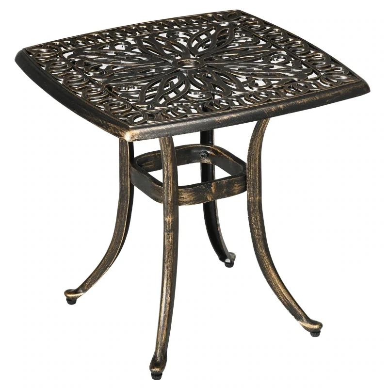 Gartentisch, dekoratives Vintage-Design Bronze, mit Schirmloch