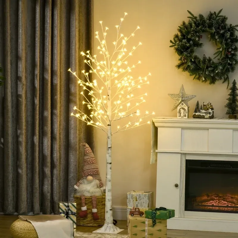 Kunstbaum, Kunstbirke, mit 180 LEDs, 3 Helligkeitsstufen, warmweiss, 180cm