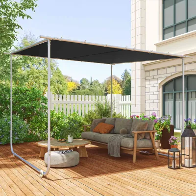 Mobiler Pavillon, mit Rädern, inklusive Sandsäcke, Metallrahmen, 3x3m, Grau