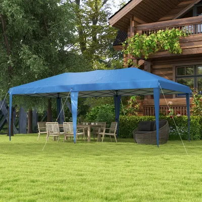 grosses Gartenzelt Partyzelt, faltbar, wetterbeständig, 5,9 m x 2,95 m x 2, m, blau