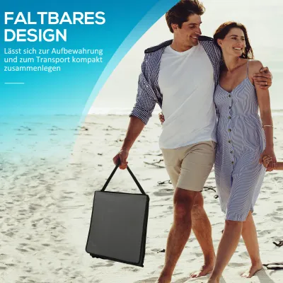 2er Set Strandliege, klappbar, verstellbare Rücklehne, Seitentasche, 142x51x40cm, Grau