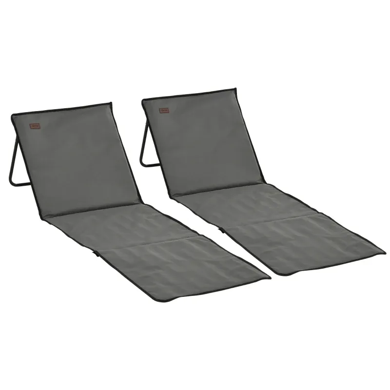 2er Set Strandliege, klappbar, verstellbare Rücklehne, Seitentasche, 142x51x40cm, Grau