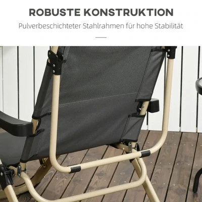 Sonnenliege, 7-stufig verstellbar, inkl. Kopfstütze und Kissen, 68 cm x 127 cm x 109 cm, Grau + Beige