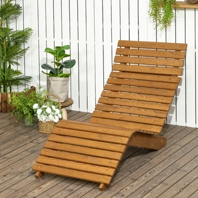 Gartenliege, Sonnenliege, Massivholz, Braun, 66 x 170 x 77 cm