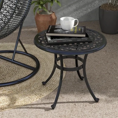Gartentisch Loungetisch Balkontisch, Vintage-Design, 60 x 60 x 53 cm, Schwarz