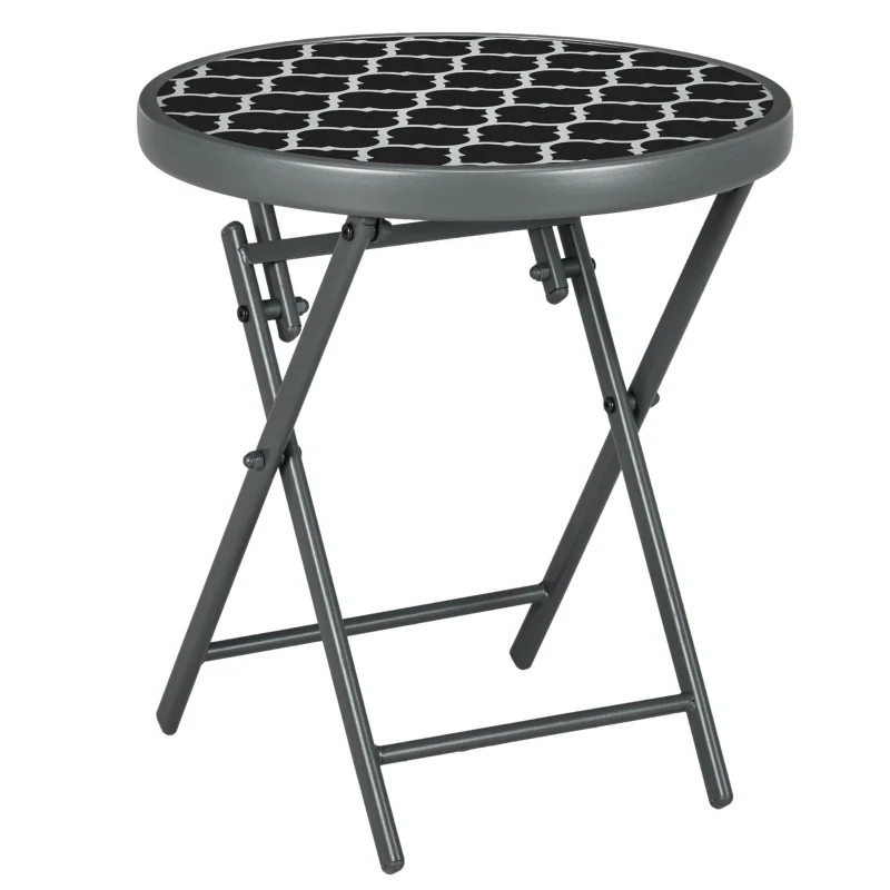 Gartentisch Klapptisch Garten-Klapptisch, rund, wetterbeständig, klappbar, Ø45 x 50 cm, Schwarz