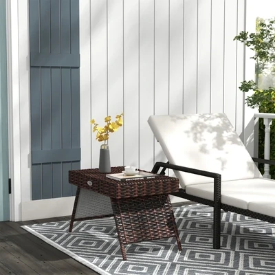 Rattan-Gartentisch klappbar | PE-Rattan & wetterbeständig | Braun