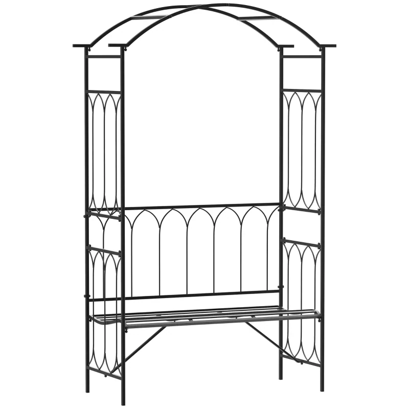 Rosenbogen Gartenbank Metall Schwarz 115 x 50 x 203 cm Rosenbogen Gartenbank Metall Schwarz 115 x 50 x 203 cm