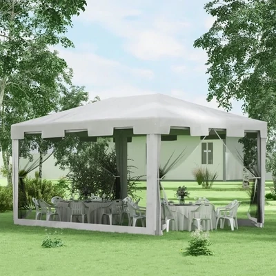 Pavillon Gartenzelt mit Moskitonetz 395cm x 295cm x 255 cm, Weiss