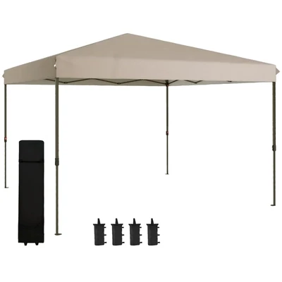 Faltpavillon, höhenverstellbar, Metallrahmen mit Gewichten, 3,6 x 3,6m, Beige