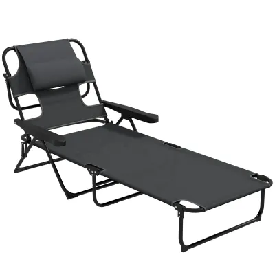 Sonnenliege Gartenliegen Relaxliege, klappbar, Schwarz + Dunkelgrau Sonnenliege Gartenliegen Relaxliege, klappbar, Schwarz + Dunkelgrau