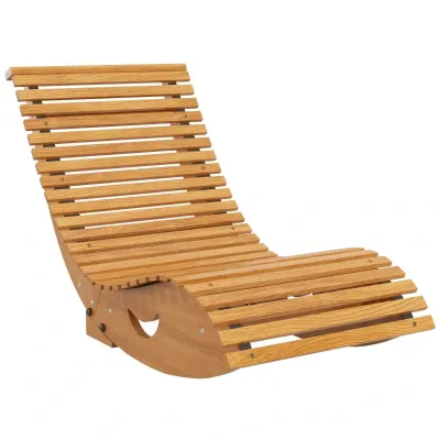 Outdoor Schaukelstuhl, Hochlehner, einstellbare Basis, Kiefernholz, 130 x 60 x 60cm, Teak