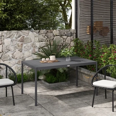 Gartentisch Outdoortisch | Aluminium & Latten-Design | Dunkelgrau