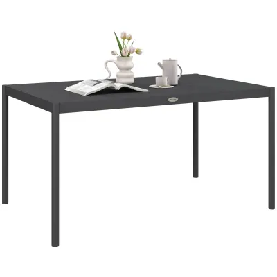 ​Gartentisch Outdoortisch | Aluminium &amp; Latten-Design | Dunkelgrau