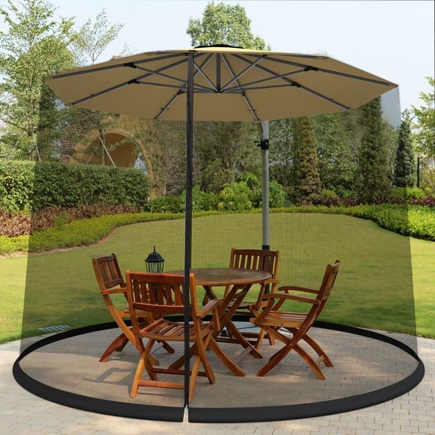 Verstellbares Moskitonetz für 270-300 cm Sonnenschirme Pavillon Insektenschutz Schwarz Verstellbares Moskitonetz für 270-300 cm Sonnenschirme Pavillon Insektenschutz Schwarz