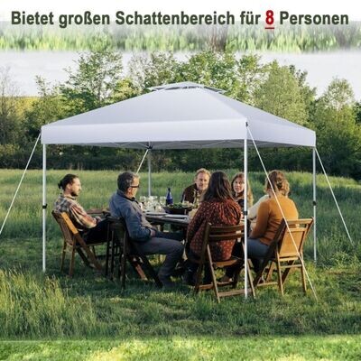 Pop-up-Pavillon Outdoor Partyzelt mit verstellbarer Höhe 305 x 305 cm weiss