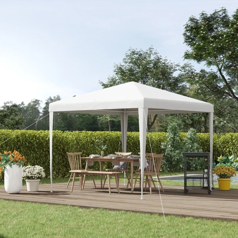 Gartenpavillon Partyzelt Pavillon Gartenzelt Festzelt Zelt Klicksystem 90 g/m² PE-Blache Weiss 2,7 x 2,7 m