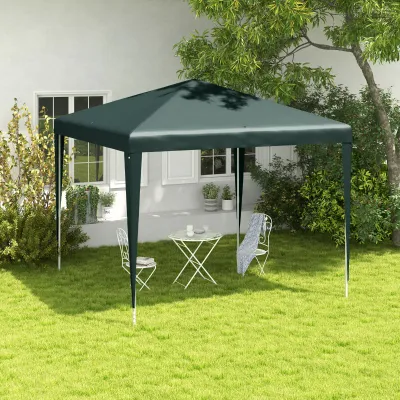 Pavillon 2,7x2,7m, Schnellaufbau mit Klicksystem, rostfreies Gestell, Dunkelgrün