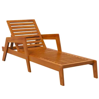 Sonnenliege Gartenliege Holzliege, Massivholz, 66 cm x 190 cm x 73,5 cm, Orange