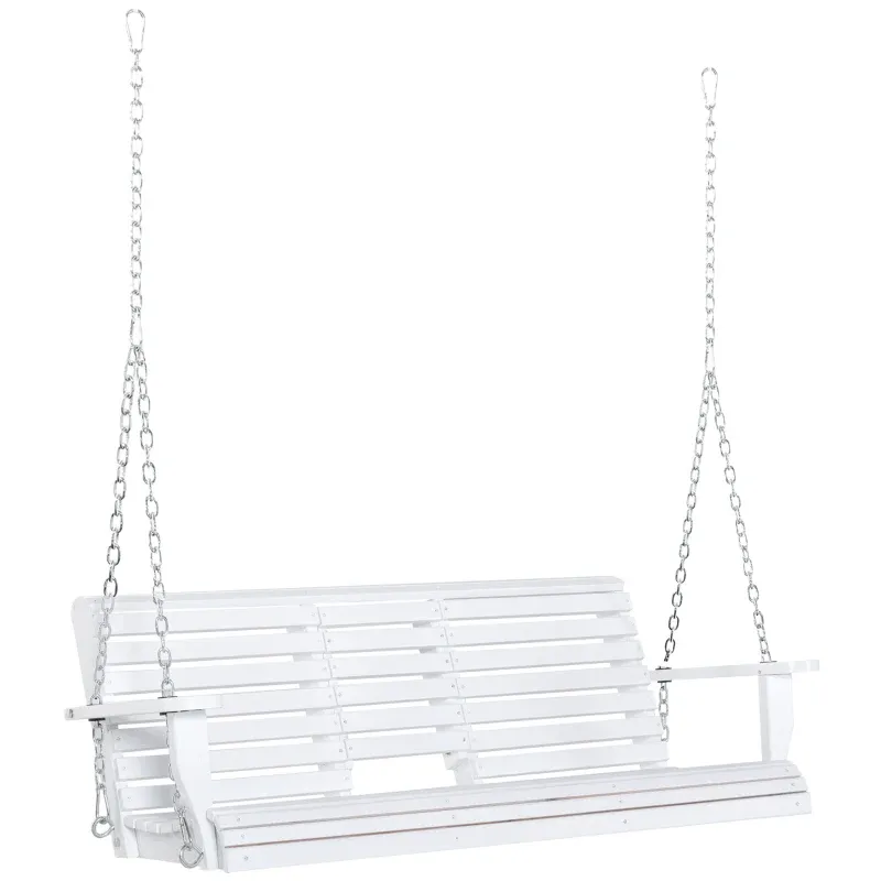 Hollywoodschaukel Hängebank mit Klapptisch und Becherhaltern weiss 150 x 75 x 53cm