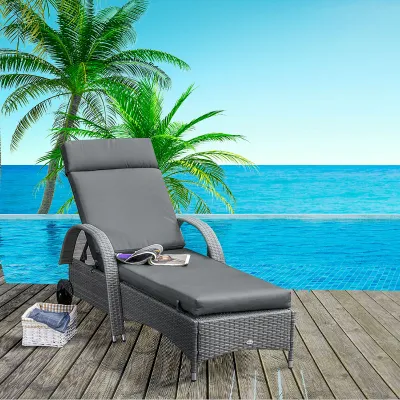 Liegenauflage Liegenpolster Sonnenliege Gartenliege Polsterauflage Polyester | Dunkelgrau