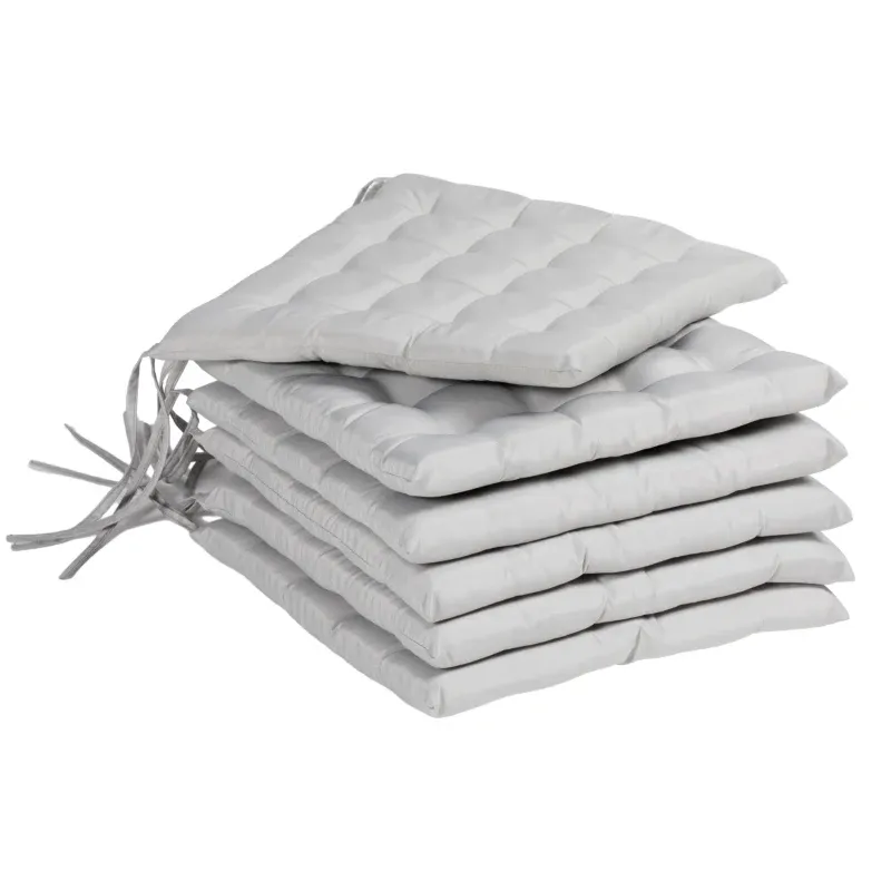 6er-Set Sitzkissen Stuhlkissen Bodenkissen Gartenstuhlauflage Sitzpolster, mit Steppung, 40 x 40 x 4 cm, Hellgrau 6er-Set Sitzkissen Stuhlkissen Bodenkissen Gartenstuhlauflage Sitzpolster, mit Steppung, 40 x 40 x 4 cm, Hellgrau