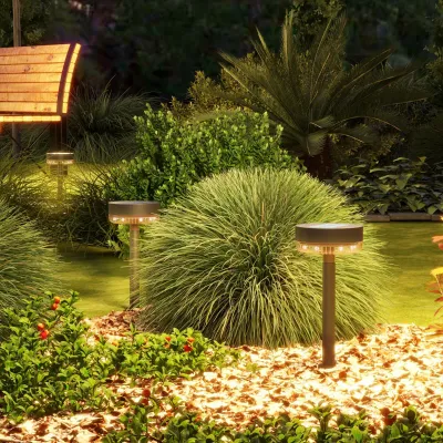 Solar Gartenleuchten, wasserdicht, Warmweiss LED, 10-12h Betriebszeit, Schwarz