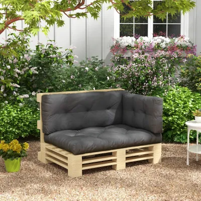 Eck-Polsterauflage Gartenmöbelsitzkissen Sitzauflage Wetterbeständig Knopfheftung | Grau