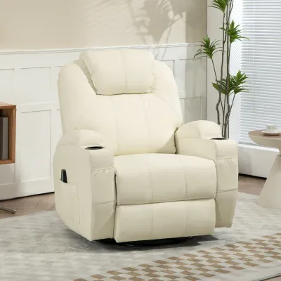 Massagesessel Cremeweiss | 8 Punkte, 135° Liege, optional Montageservice