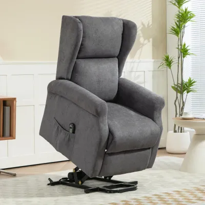 Relaxsessel, Aufstehsessel, Liegefunktion, bis 200kg, 72,5x94x109cm, Dunkelgrau