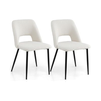 2er Set Esszimmerstühle gepolsterte Küchenstühle mit Rückenlehne 48,5 x 57 x 85 cm Beige