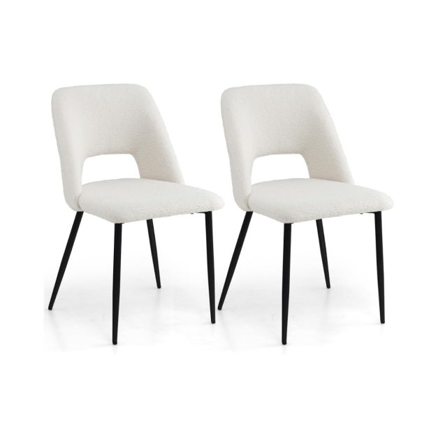 2er Set Esszimmerstühle gepolsterte Küchenstühle mit Rückenlehne 48,5 x 57 x 85 cm Beige