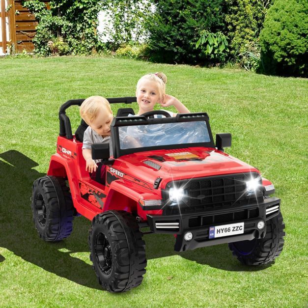 24V 2 Sitzer Kinder Elektroauto mit Fernbedienung & Musik & Hupe & LED-Leuchten Kinderauto rot