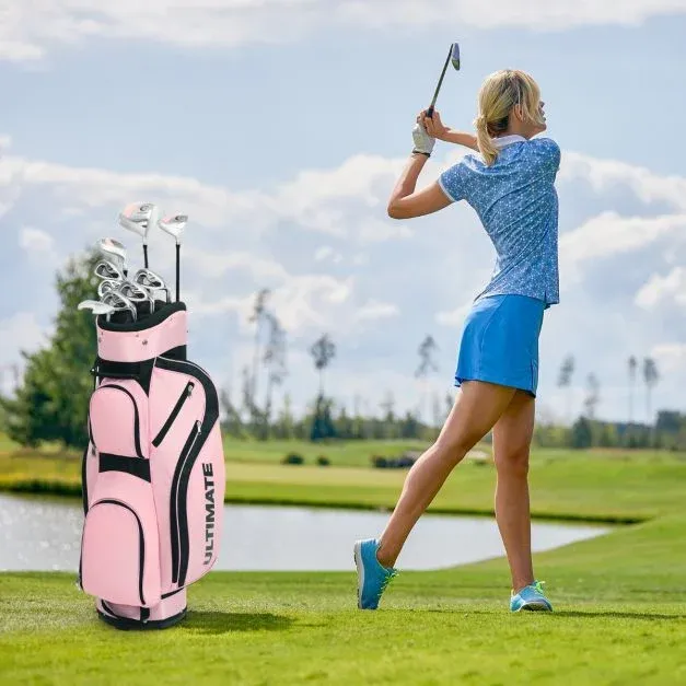 10-teiliges komplettes Golf Set Golfschläger Set für Damen Rosa