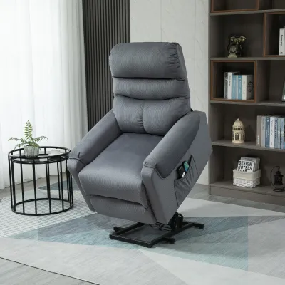 Aufstehsessel mit Massagefunktion Sessel mit Aufstehhilfe Fernbedienung Heizung elektrisch Liegefunktion Dunkelgrau