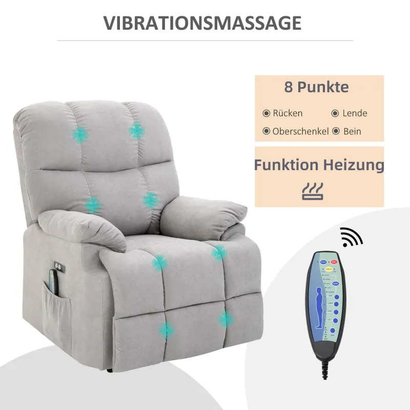 Relaxsessel Aufstehhilfe Grau | 180° Liege, Fussstütze, optional Montageservice