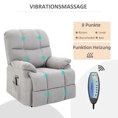 Relaxsessel Aufstehhilfe Grau | 180° Liege, Fussstütze, optional Montageservice