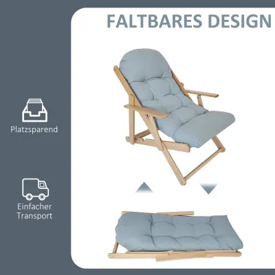 Akzentsessel, Relaxsessel, verstellbare Rückenlehne, Buchenholzrahmen, bis 120 kg, Hellgrau