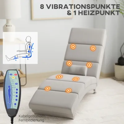 Relaxsessel Elektrisch Massagesessel mit Wärmefunktion Vibration Lendenkissen Cremeweiss