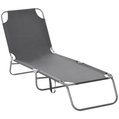 Sonnenliege, klappbar, verstellbare Rückenlehne, rostfreier Metallrahmen, 187 x 55 x 24, grau