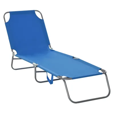 Sonnenliege, klappbar, verstellbare Rückenlehne, rostfreier Metallrahmen, 187 x 55 x 24, Blau